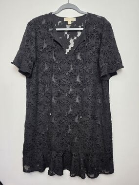 Michael Kors Dress Black Floral Lace Overlay Dress
